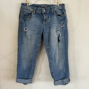 VTG Vanity Women's Distressed‎ Demin Jeans Light Wash Capris Y2K 31
